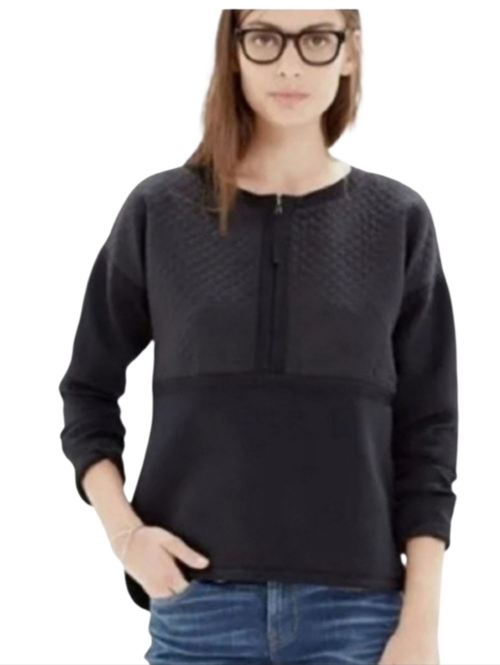 Madewell Quilted Half-zip Pullover Sweatshirt Women's Size Extra Small